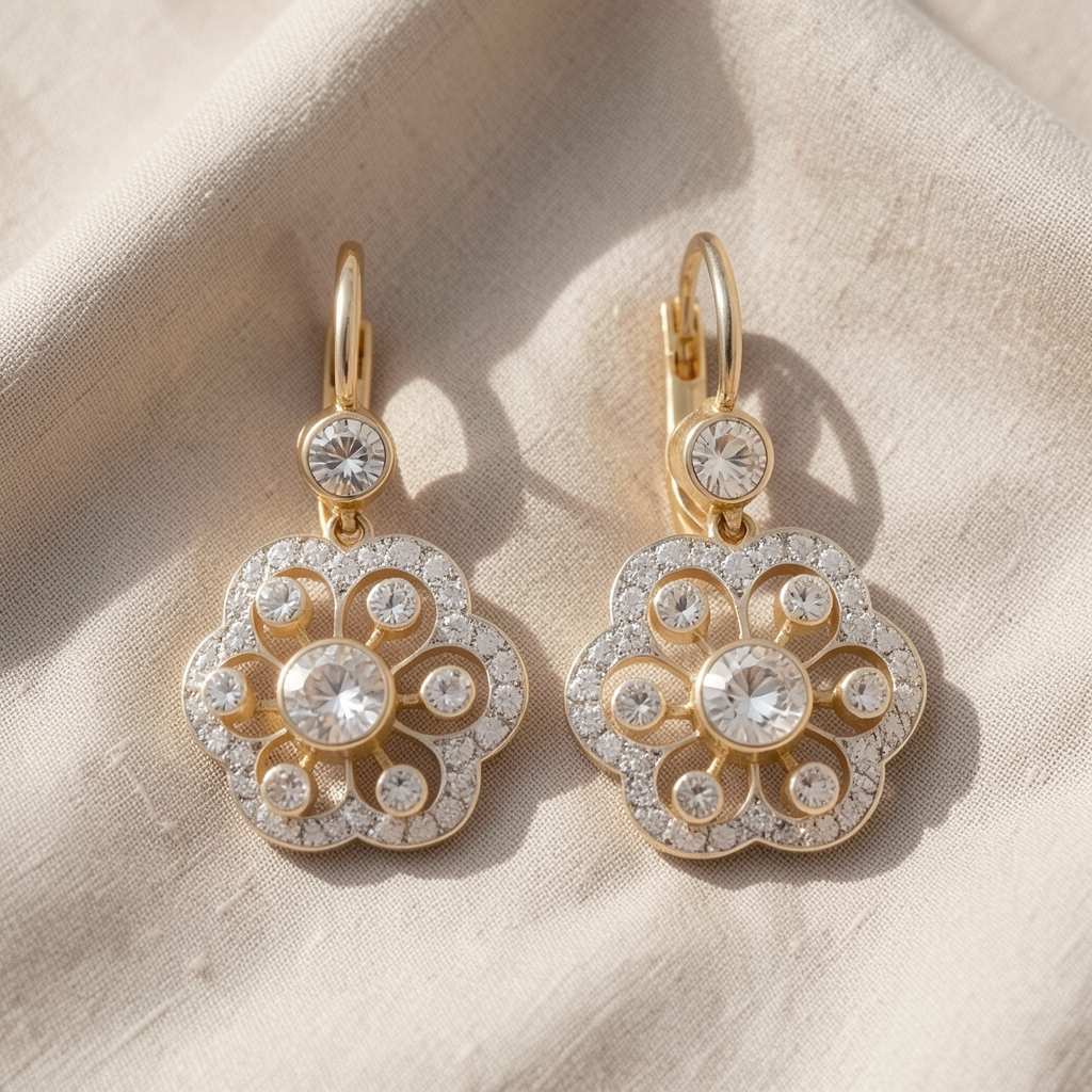 Krištoliniai auskarai Mandala